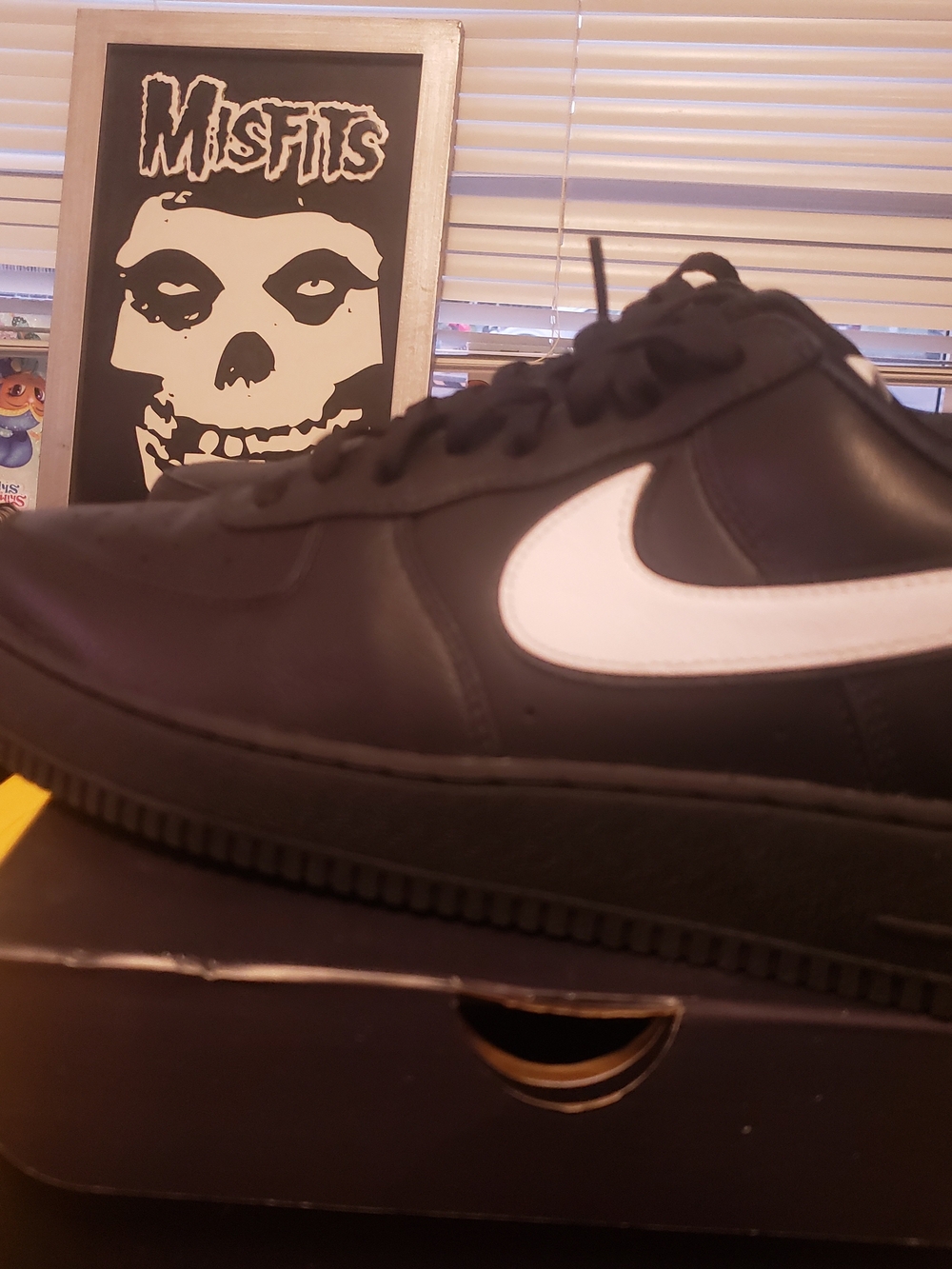 Nike AF1 Black Leather Low-Top Sneakers with White Swoosh